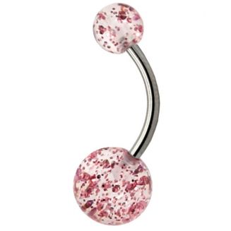Fako Bijoux® - Navelpiercing - Acryl & RVS - Glitter - Roze