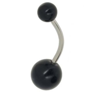 Fako Bijoux® - Navelpiercing - Acryl & RVS - Zwart