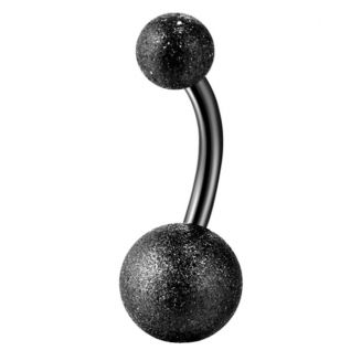 Fako Bijoux® - Navelpiercing - Mat - Glitter - Zwart