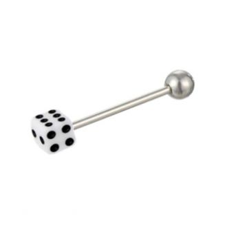 Fako Bijoux® - Tongpiercing - Dobbelsteen - Wit