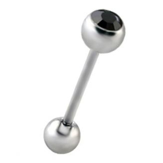 Fako Bijoux® - Tongpiercing - Kristal - Zwart