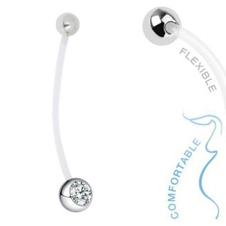 Fako Bijoux® - Zwangerschapspiercing - Kristal - Wit