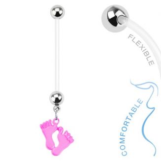 Fako Bijoux® - Zwangerschapspiercing - Babyvoetjes - Roze
