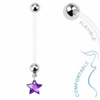 Fako Bijoux® - Zwangerschapspiercing - Ster - Paars