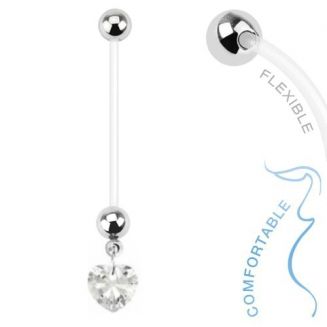 Fako Bijoux® - Zwangerschapspiercing - Hart - Wit