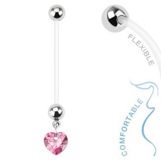 Fako Bijoux® - Zwangerschapspiercing - Hart - Roze