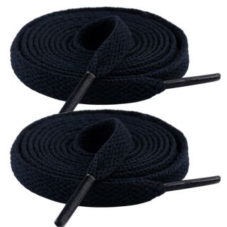Fako Fashion® - Schoenveters - Plat - 8mm - 120cm - 1 Paar - 2 Stuks - Navy Blauw