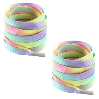 Fako Fashion® - Schoenveters - Plat - 8mm - 120cm - 1 Paar - 2 Stuks - Regenboog Soft