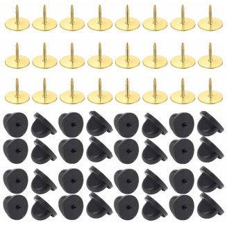 Fako Bijoux - 50 Steek Pinnen Met Rubberen Pin Backs - Badge Pin - Revers Pinnen - Kopspijkers - Vlinder Clutch Backings - Pin Cap Keepers - DIY Voor Broche Sieraden - 50 Sets - Goud