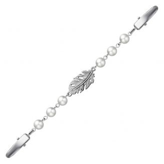 Fako Bijoux® - Vestsluiting - Vestclip - Parels - Veer - Zilverkleurig