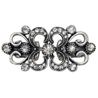 Fako Bijoux® - Vestsluiting Classic - Vestclip - Krullen Strass - Zilverkleurig