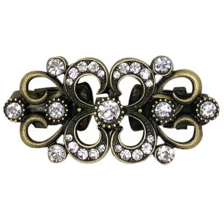 Fako Bijoux® - Vestsluiting Classic - Vestclip - Krullen Strass - Bronskleurig