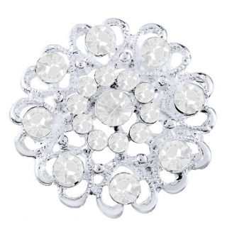 Fako Bijoux® - Broche - Bloem Kristal - 32x32mm - Wit