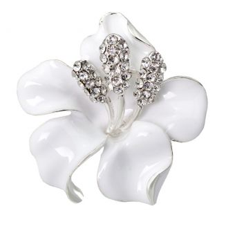 Fako Bijoux® - Broche - Orchidee - 47x50mm - Wit
