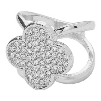 Fako Bijoux® - Sjaalklem - Bloem Strass - 24x26x22mm - Zilverkleurig