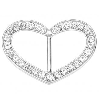 Fako Bijoux® - Sjaalklem - Hart Strass - 40x28mm - Zilverkleurig