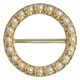 Fako Bijoux® - Sjaalklem - Ring Met Parels - Ø 37mm - Goudkleurig