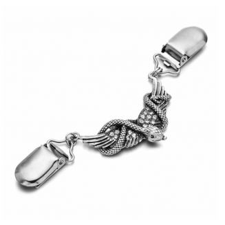 Fako Bijoux® - Vestsluiting - Vestclip - Slang - Kristal - Zilverkleurig