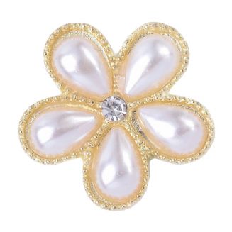 Fako Bijoux® - Magnetische Mini Broche - Bloem Met Parel - Hoofddoek Magneet - Sjaal - Hijab - Abaya - Ø 19mm - Goudkleurig
