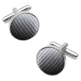 Fako Bijoux® - Manchetknopen - Staal & Streep - Ø 16mm - Donkergrijs