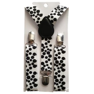 Fako Fashion® - Kinder Bretels - Print - Bollen - 65cm - Zwart/Wit