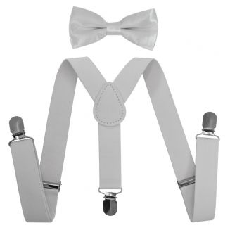 Fako Fashion® - Kinder Bretels Met Vlinderstrik - 65cm - Lichtgrijs