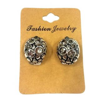 Fako Bijoux® - Clip Oorbellen - Ovaal - Kristal - Zilverkleurig
