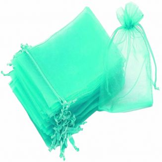 Fako Bijoux® - Organza Zakjes - 10x15cm - Aqua - 50 Stuks