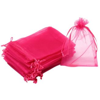Fako Bijoux® - Organza Zakjes - 9x12cm - Fuchsia - 100 Stuks