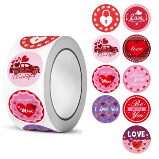 500 Stickers Op Rol - 2.5cm - Love - Beloningsstickers - Stickers Kinderen - Sluitsticker - Sluitzegel - 25mm