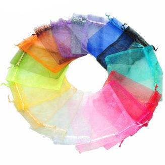 Merkloos - Organza Zakjes - 7x9 cm - Feestzakjes - Snoepzakjes - Cadeauzakjes - Uitdeelzakjes - Sieradenzakjes - Mix - 100 Stuks