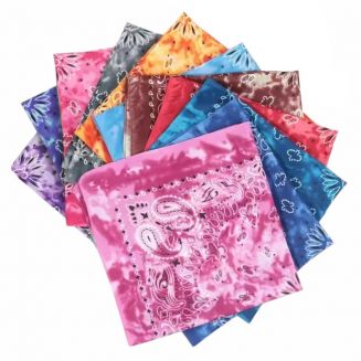 Fako Bijoux - Bandana Tie Dye Set - Paisley Bandana's - 9 Stuks Paisley Boeren Zakdoek - Bandana 9 Kleuren - Bandana Heren - Dames - 9 stuks