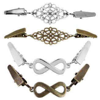 Fako Bijoux® - Vestsluiting - Vestclip - Set 4 Stuks - Ruit & Infinity