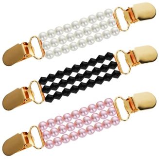 Fako Bijoux® - Vestsluiting - Vestclip - Set 3 Stuks - Pearl - Goudkleurig