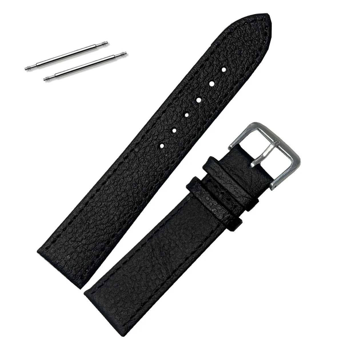 Fako - Horlogebandje - Echt Leer - Ultra Thin - 20mm - Zwart