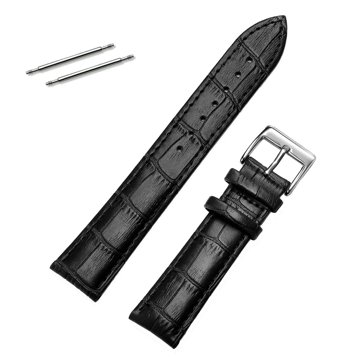 Fako - Horlogebandje - Echt Leer - 20mm - Croco - Zwart