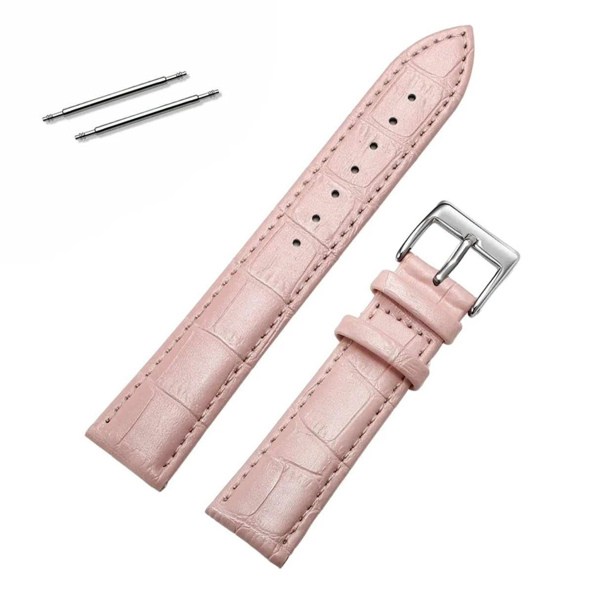 Fako® - Horlogebandje - Echt Leer - 18mm - Croco - Roze