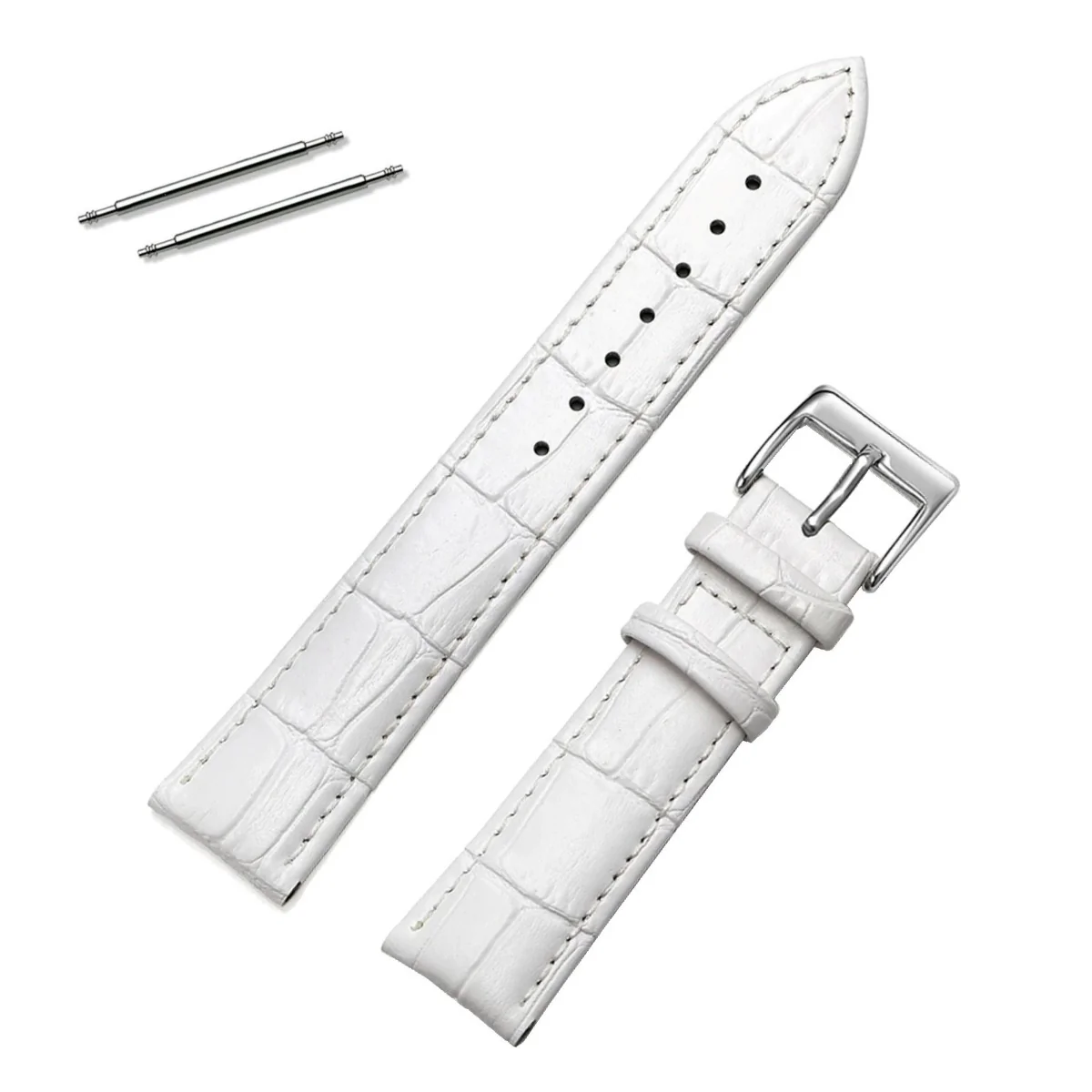 Fako - Horlogebandje - Echt Leer - 18mm - Croco - Wit
