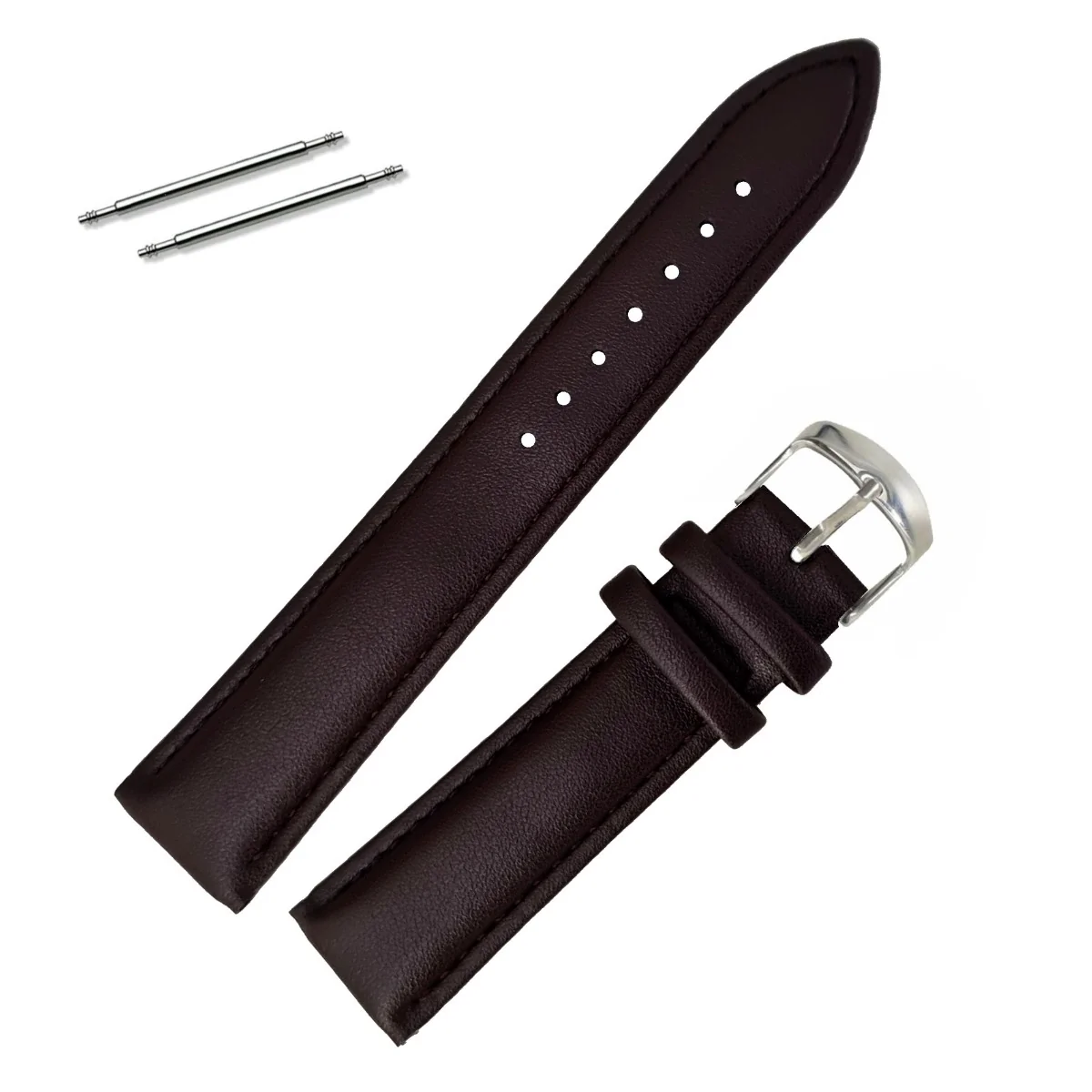 Fako - Horlogebandje - Echt Leer - Super Soft - 20mm - Donkerbruin