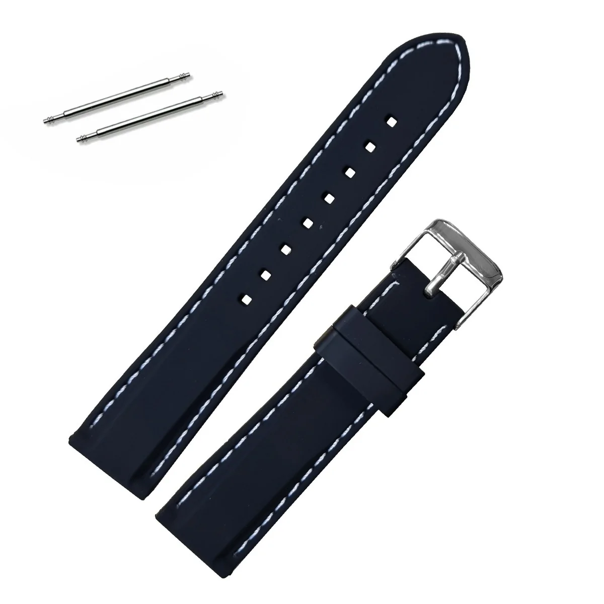 Fako - Horlogebandje - Siliconen DLX - 20mm - Zwart/Wit