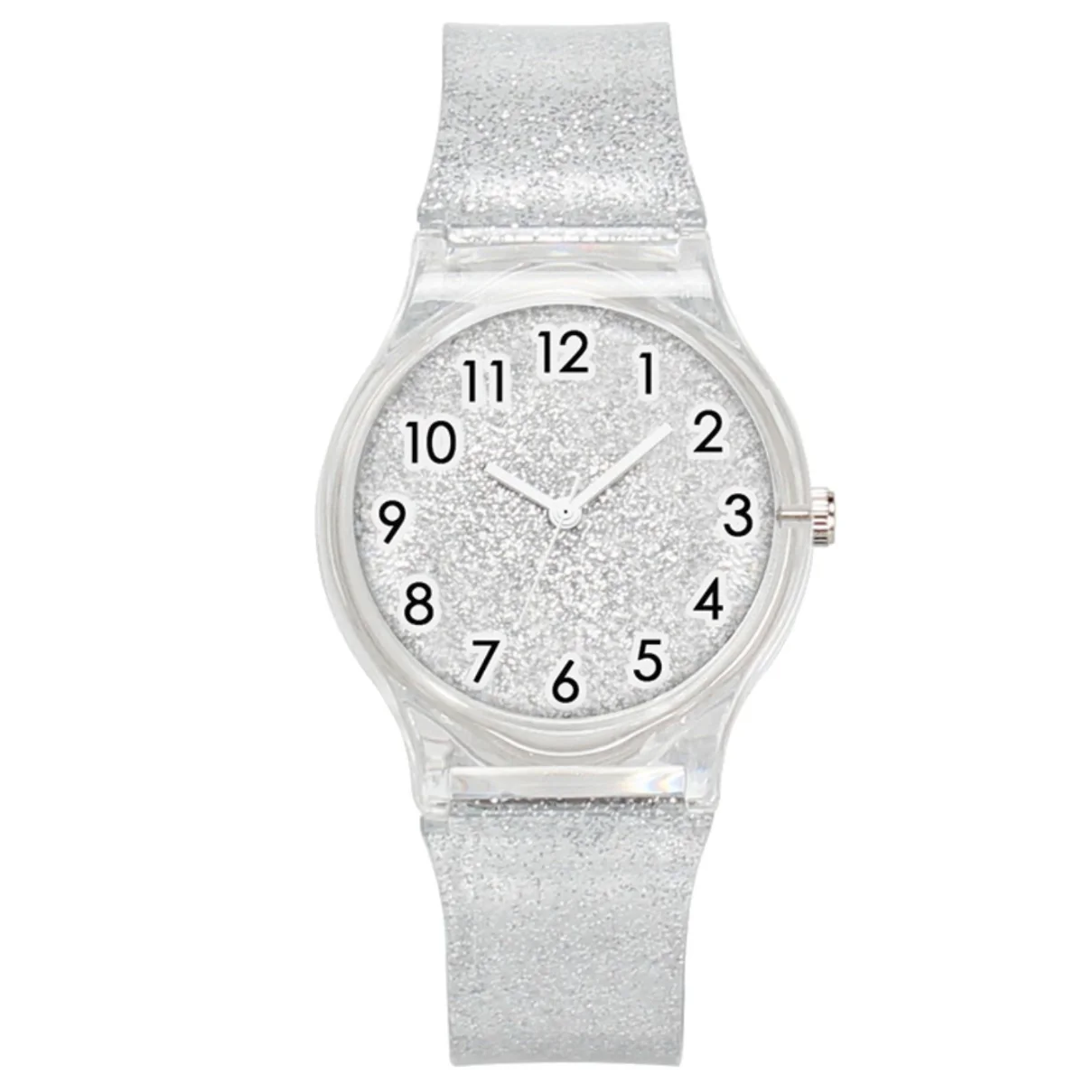 Fako - Kinderhorloge - Shiny Glitter - Plastic - Ø 34mm - Zilver