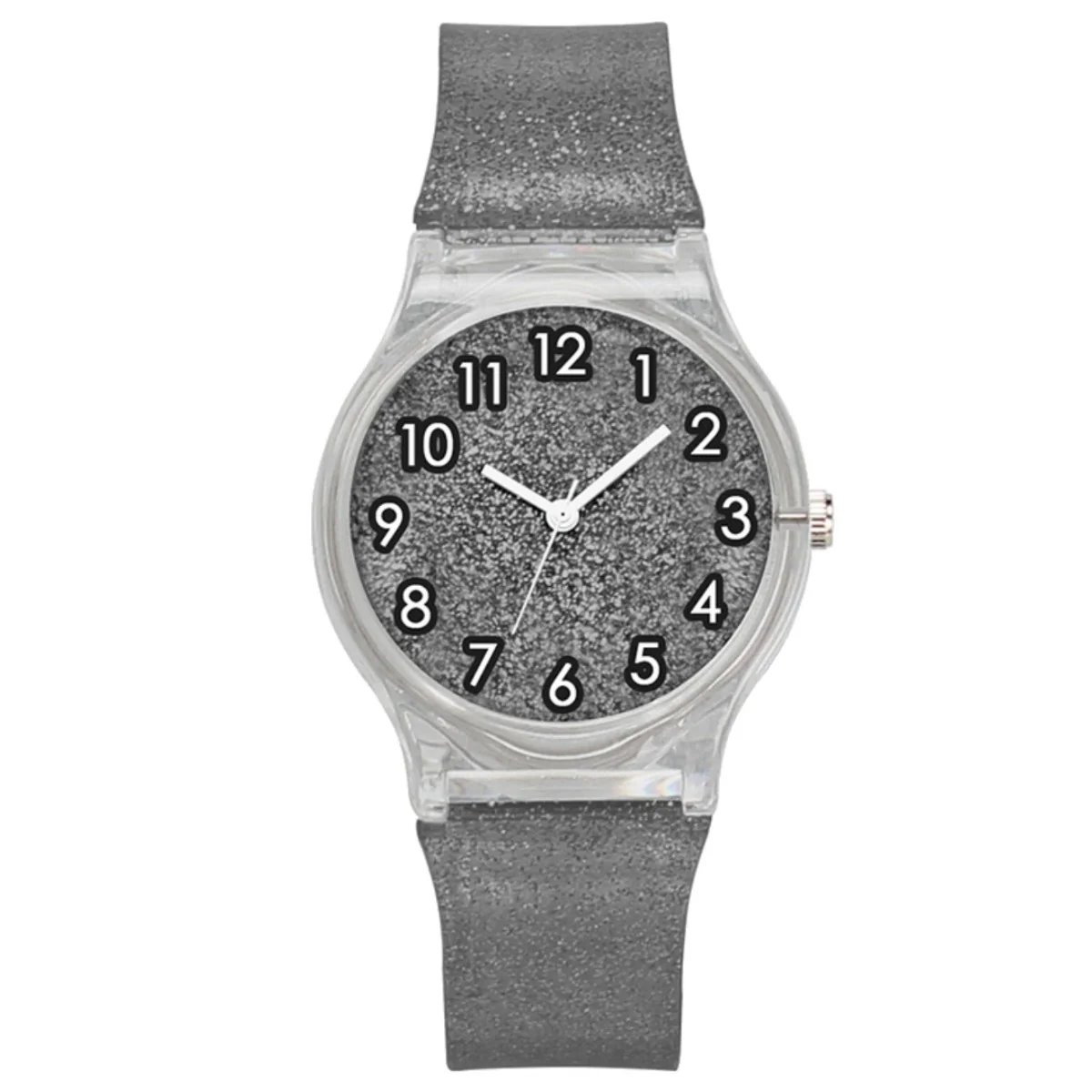 Fako - Kinderhorloge - Shiny Glitter - Plastic - Ø 34mm - Zwart