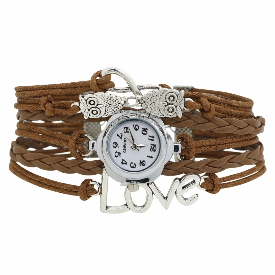 Fako - Armband Horloge - Multi Infinity Uiltjes Love - Bruin