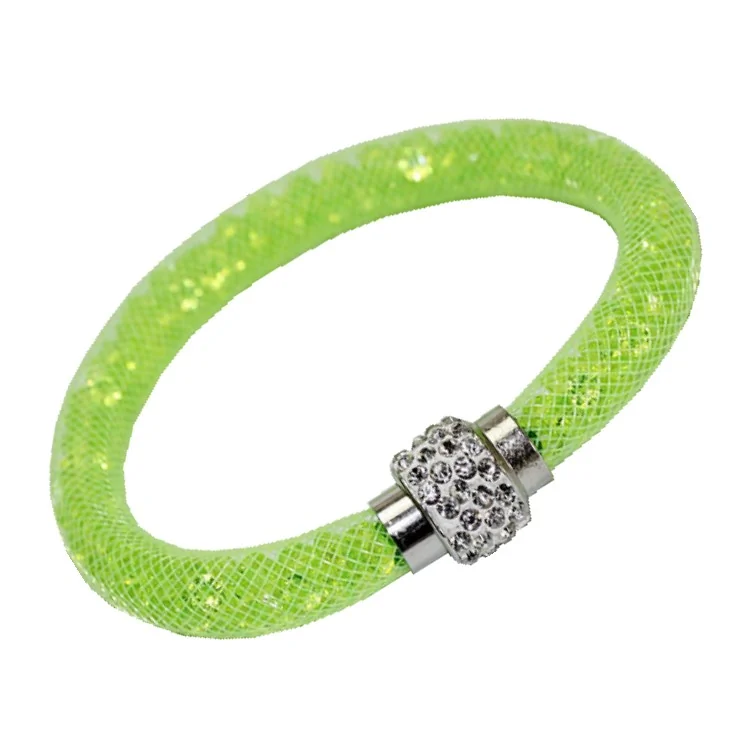 Fako Bijoux - Armband - Sterrenstof Disco Dots - Lichtgroen