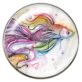 Fako Bijoux - Click Button - Glas - Vis - Regenboog