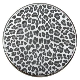 Fako Bijoux - Click Button - Glas - Panter Wit/Grijs