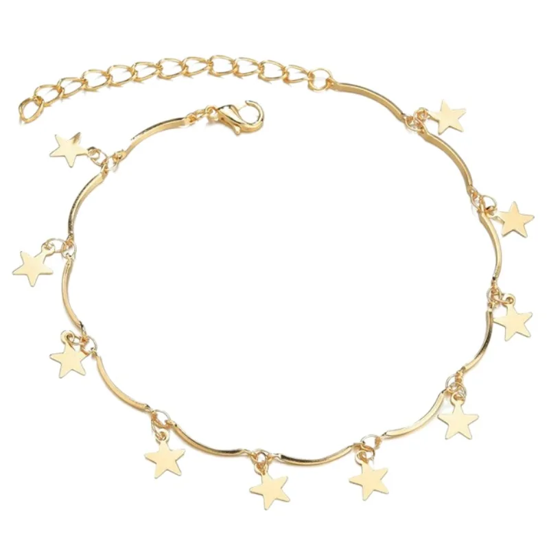 Fako Bijoux - Enkelbandje - Enkelsieraad - Sterretjes & Staafjes - Goudkleurig