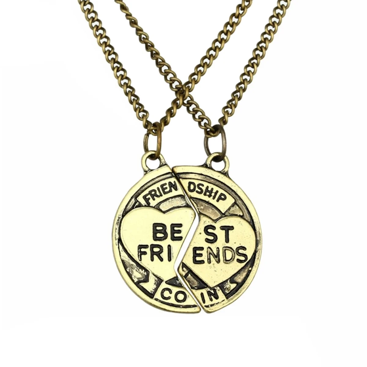 Fako Bijoux - Vriendschapsketting - Best Friends Coin - Bronskleurig