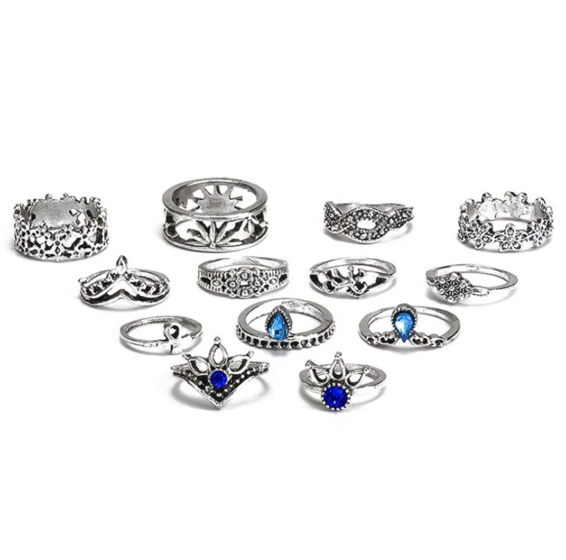 Fako Bijoux - Bohemian Stijl Ringenset - Meja - 14-Delig - Zilverkleurig