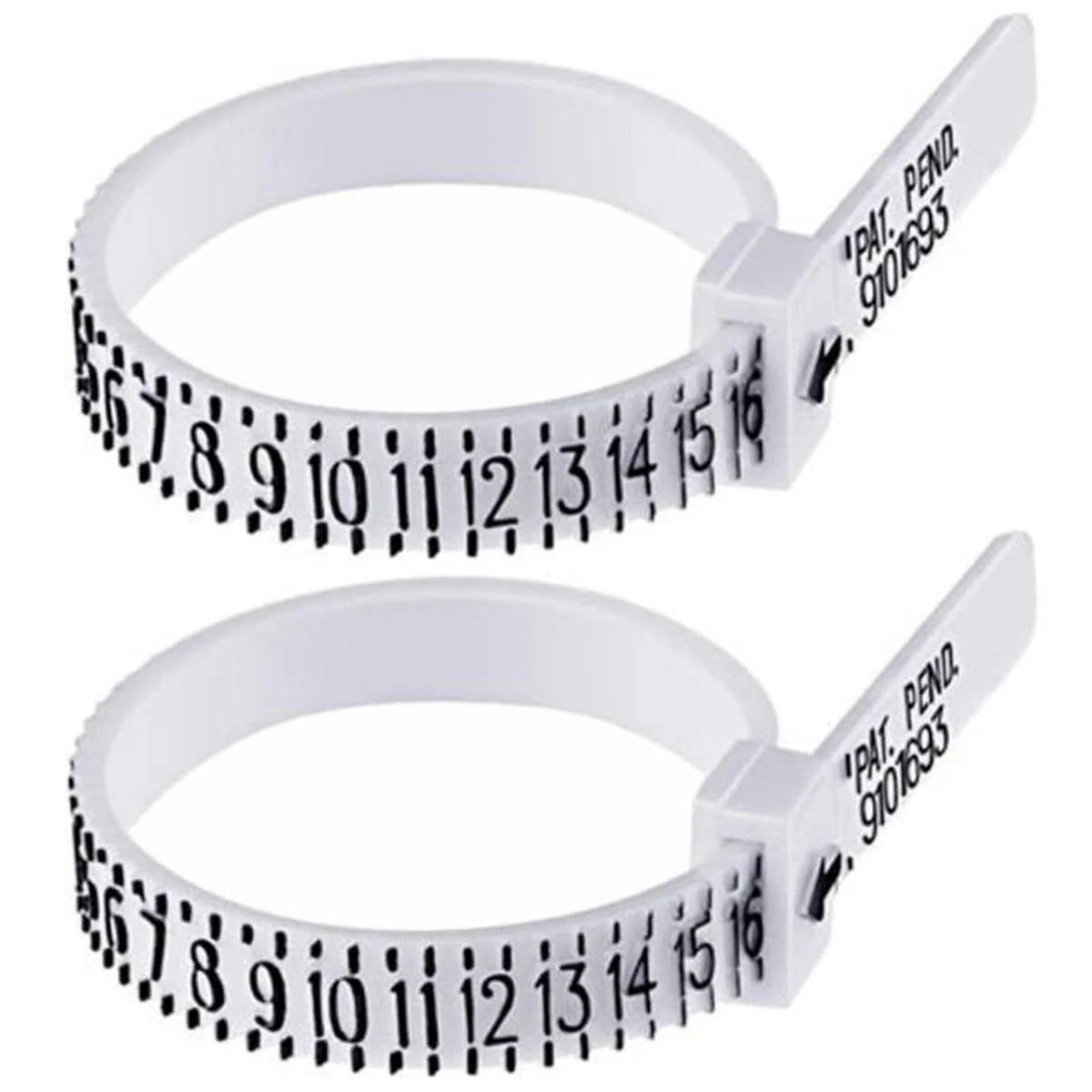 Fako Bijoux - 2x Ringmaat Meter - Ring Vinger Meetgereedschap - US Maatvoering - Wit - 2 Stuks